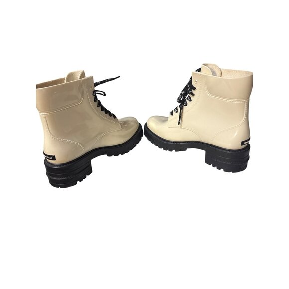 Lemon Jelly Cream Patent Lace-Up Ankle Boots With Black Soles 7.5-8 - Picture 6 of 6